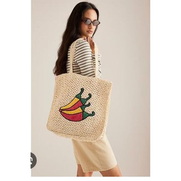 Anthropologie Natural Farmers Market Raffia Tote NWT - Picture 3 of 11